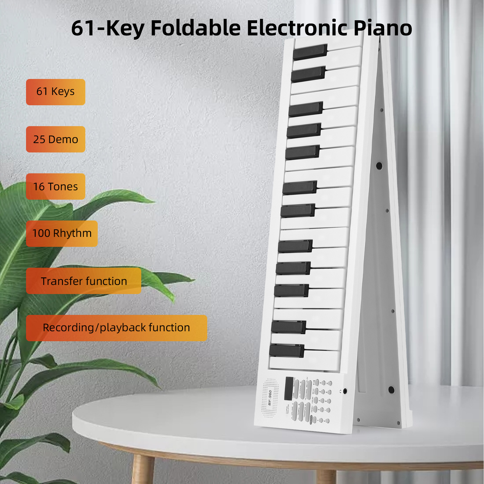 Keyboard Piano 61 Key - 61-Key Foldable Electronic Piano Multifunctional Electronic