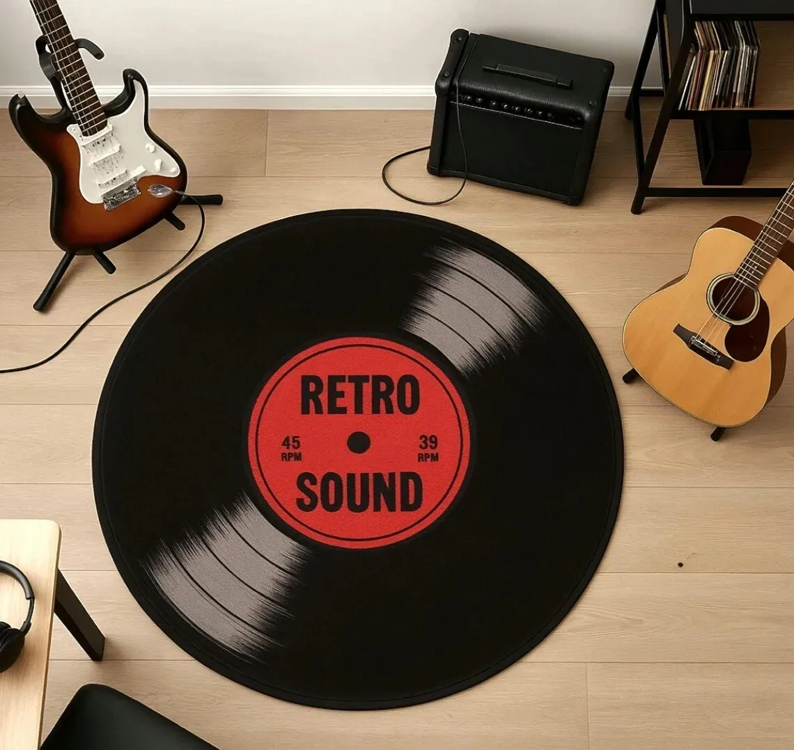 Audio Music Visualizer Free - 1PC Retro Record Rug Machine Washable