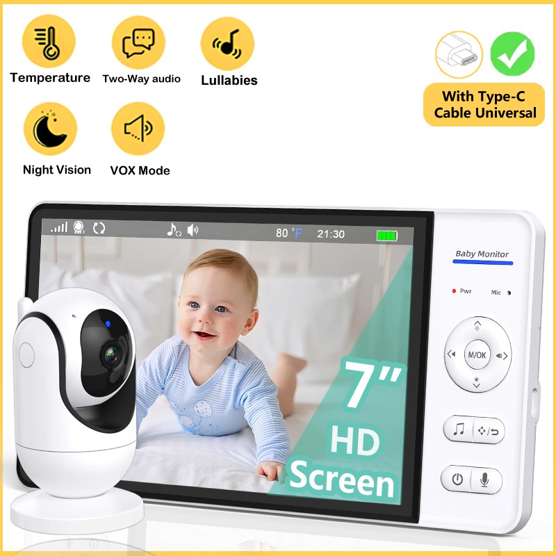 Audio Music Kids - No WiFi 7 Inch Baby Monitor
