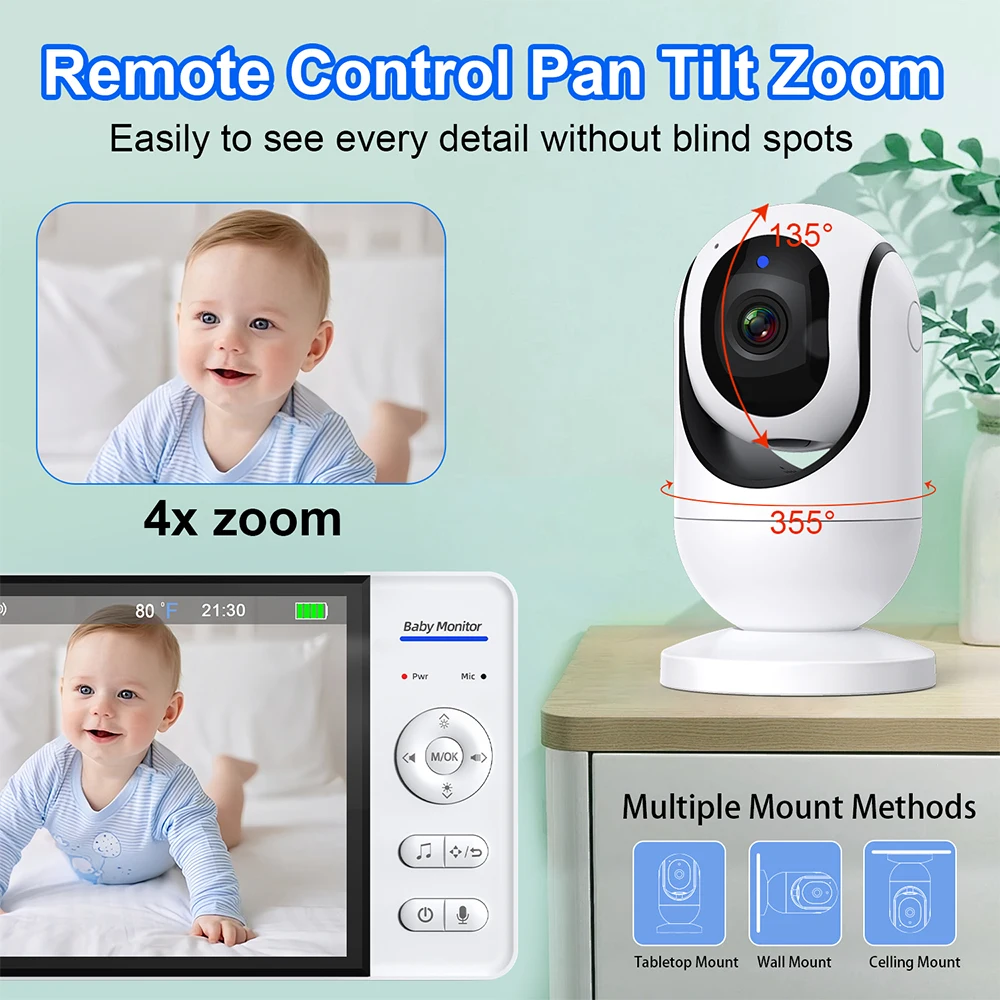 7.0'' Video Baby Monitor 720P  - đánh giá và giá Audio Music Kids